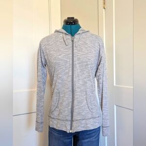 Hanes women's hoodie shirt jacket lightweight heather grey cotton blend sz M EUC